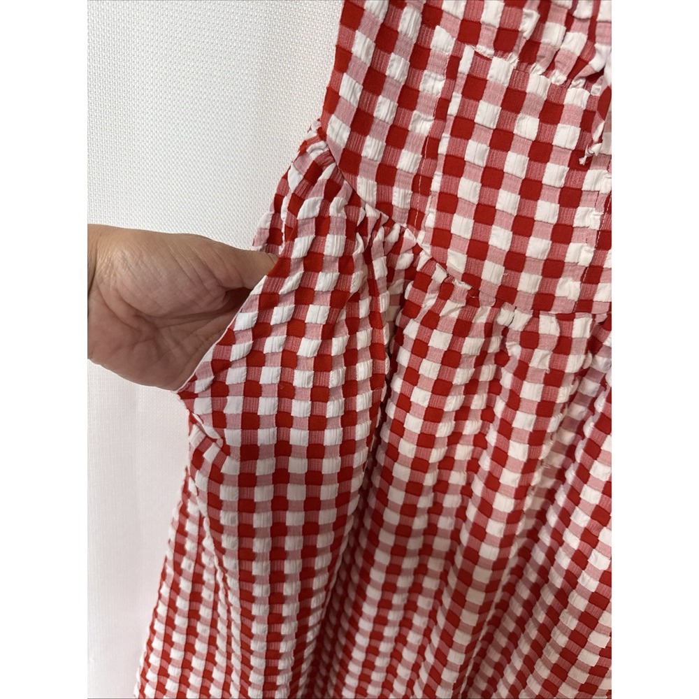 Jessica Simpson Red Gingham Midi Dress Sz S Cottagecore Picnic Milkmaid Sundress - Picture 6 of 13